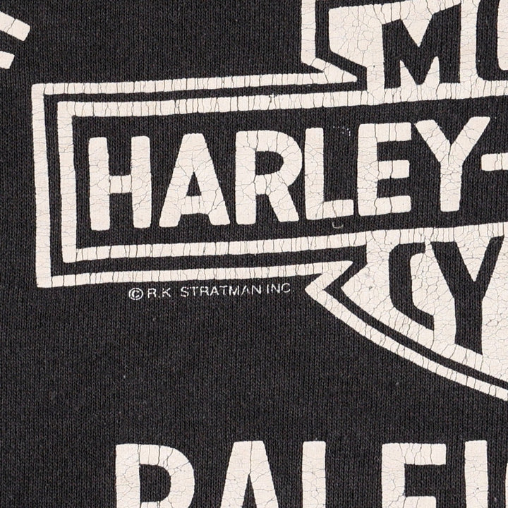 1980'S Hanes Blue Tag Harley-Davidson Full-Zip Sweatshirt Hoodie, Made in USA, Men's Size M (approx.) cotton black type Vintage Second Hand