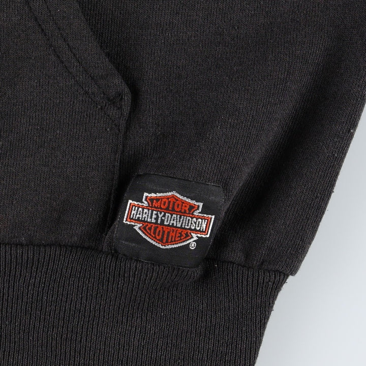 1980'S Hanes Blue Tag Harley-Davidson Full-Zip Sweatshirt Hoodie, Made in USA, Men's Size M (approx.) cotton black type Vintage Second Hand