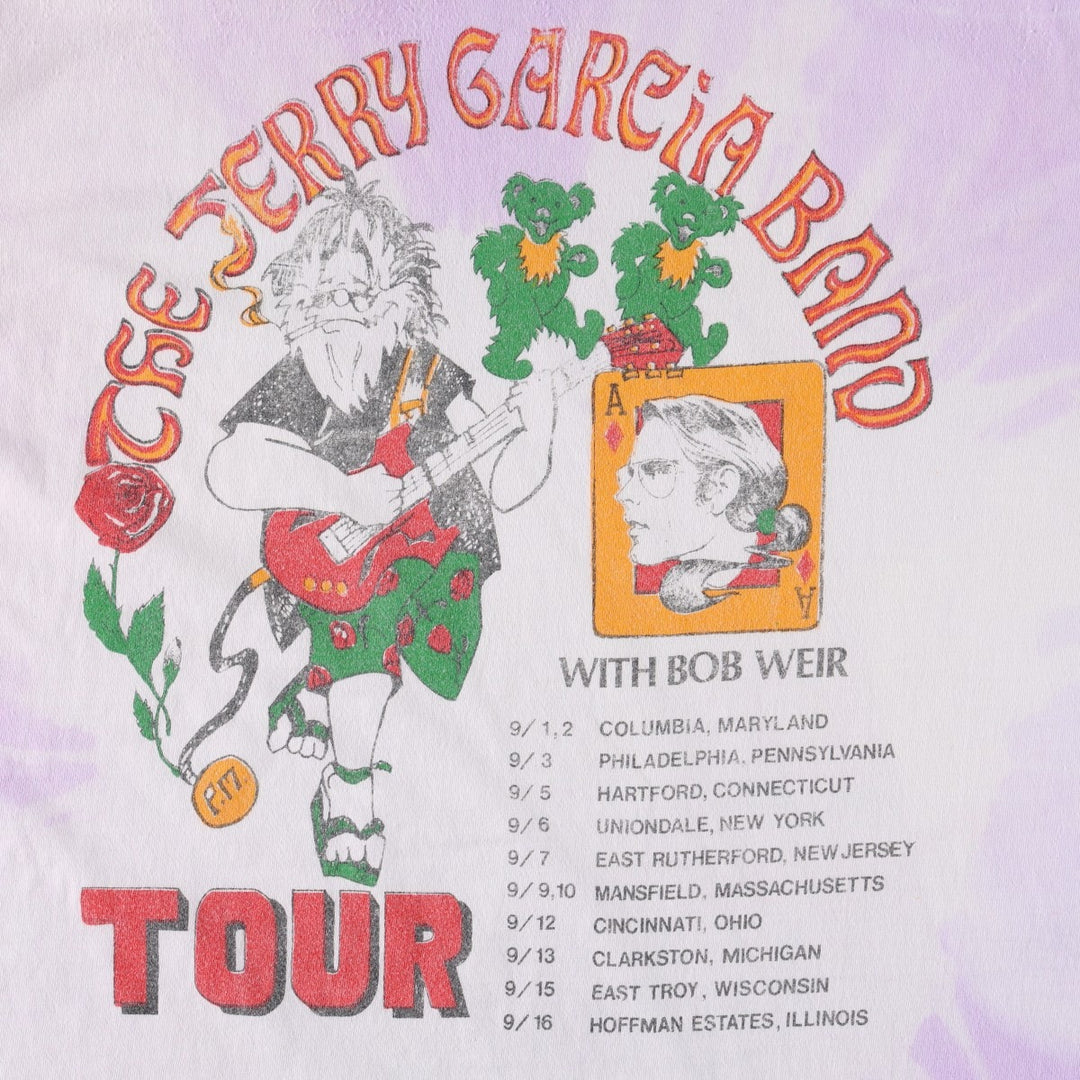 80s-90'S Crazy Shirt Jerry Garcia Tie-Dye Pattern JERRY GARCIA BAND TOUR Band T-Shirt Made in USA cotton purple type Vintage Second Hand