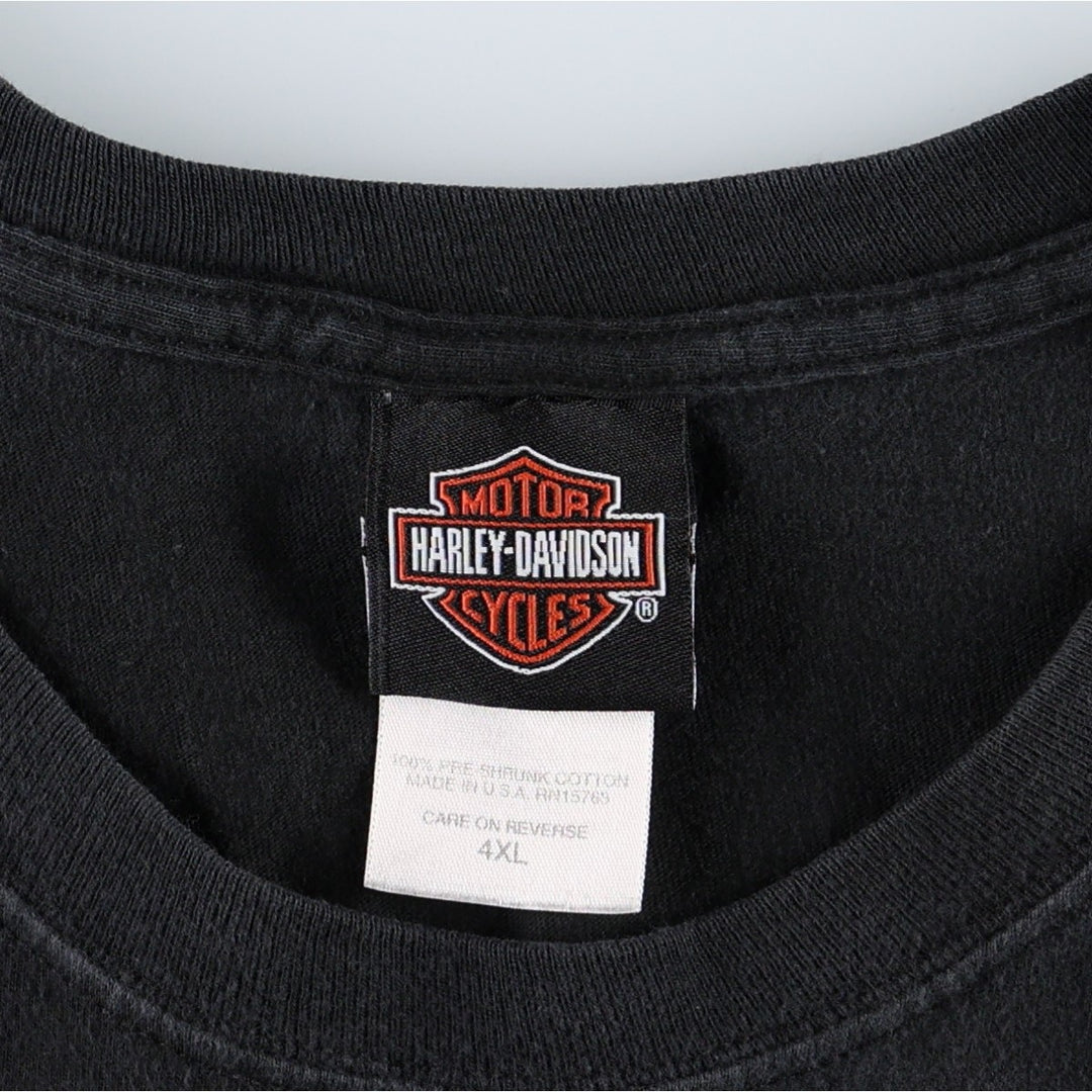 Big Size 2000'S Harley-Davidson Skull Pattern Eagle Motorcycle Long-Sleeve T-Shirt (Men's XXXXL equivalent) cotton black type Vintage Second Hand