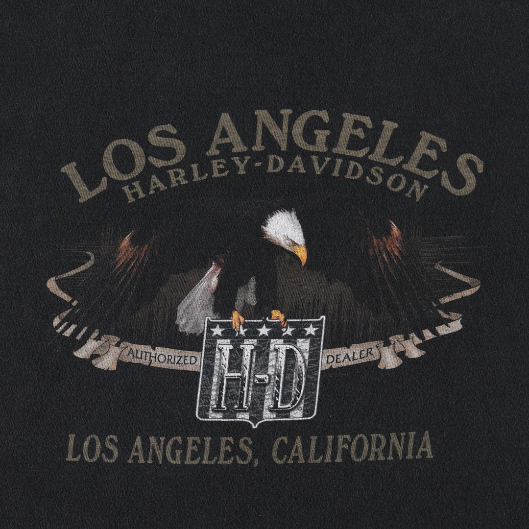 Big Size 2000'S Harley-Davidson Skull Pattern Eagle Motorcycle Long-Sleeve T-Shirt (Men's XXXXL equivalent) cotton black type Vintage Second Hand