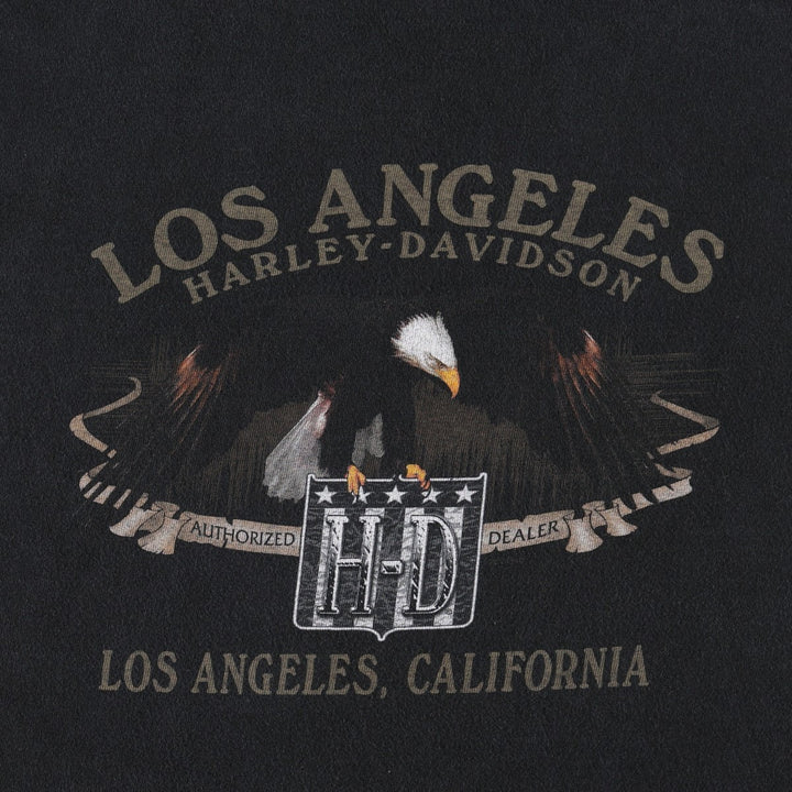 Big Size 2000'S Harley-Davidson Skull Pattern Eagle Motorcycle Long-Sleeve T-Shirt (Men's XXXXL equivalent) cotton black type Vintage Second Hand