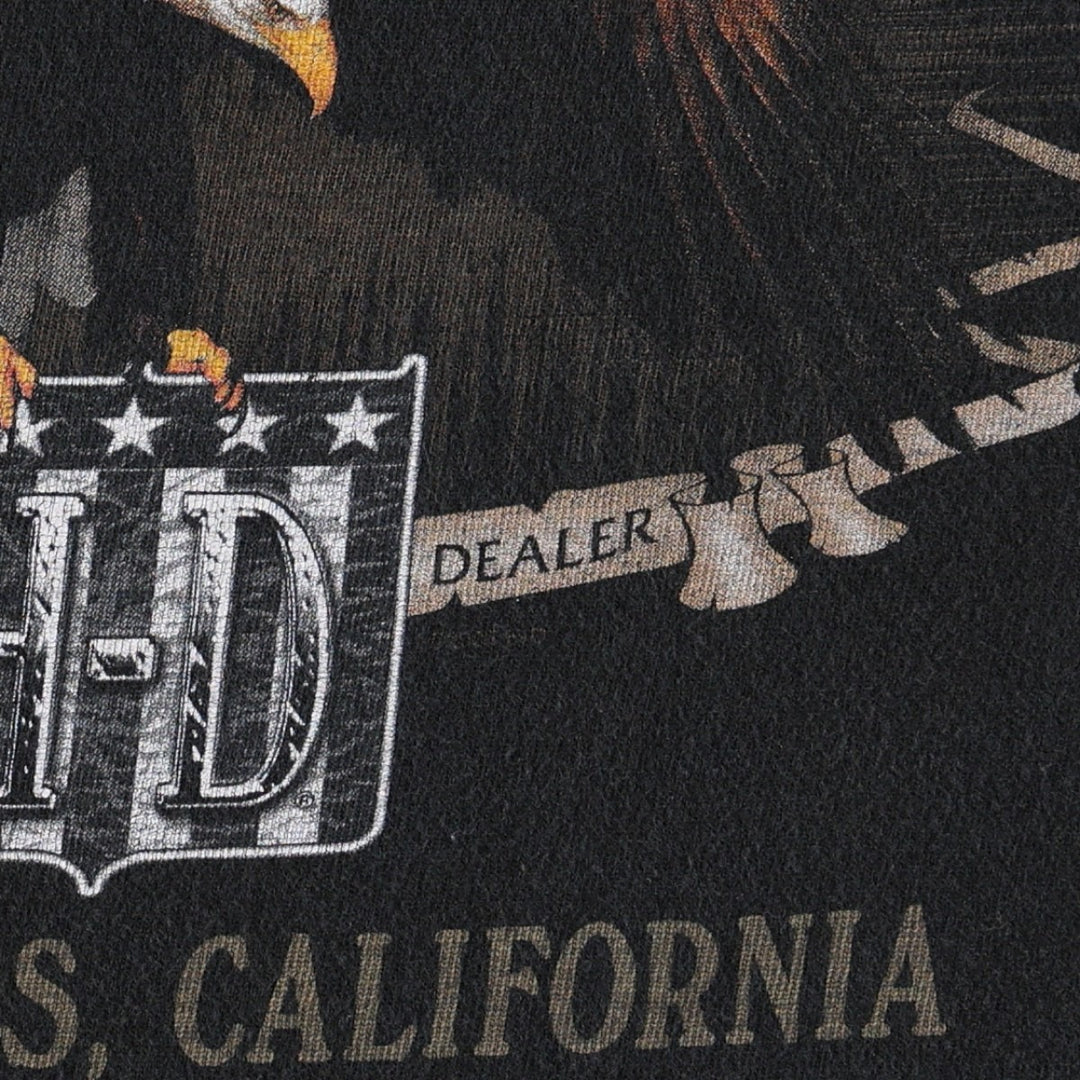 Big Size 2000'S Harley-Davidson Skull Pattern Eagle Motorcycle Long-Sleeve T-Shirt (Men's XXXXL equivalent) cotton black type Vintage Second Hand