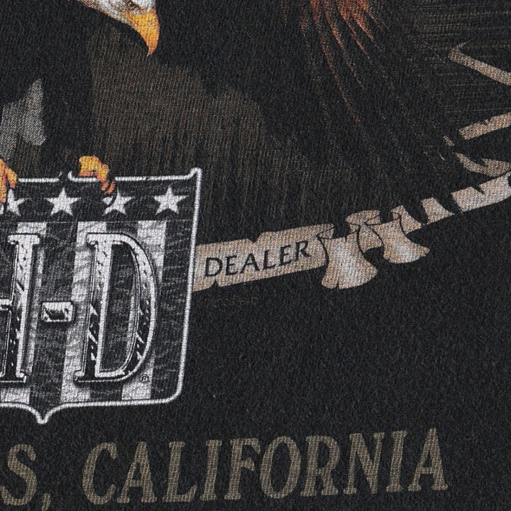 Big Size 2000'S Harley-Davidson Skull Pattern Eagle Motorcycle Long-Sleeve T-Shirt (Men's XXXXL equivalent) cotton black type Vintage Second Hand