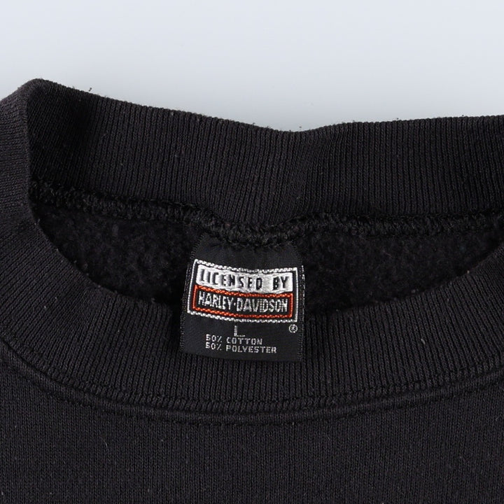 90'S Harley-Davidson Eagle Pattern Advertising Sweatshirt, Made in USA, Men's Size L (approx.) cotton black type Vintage Second Hand