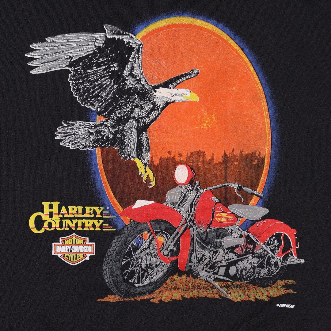 90'S Harley-Davidson Eagle Pattern Advertising Sweatshirt, Made in USA, Men's Size L (approx.) cotton black type Vintage Second Hand