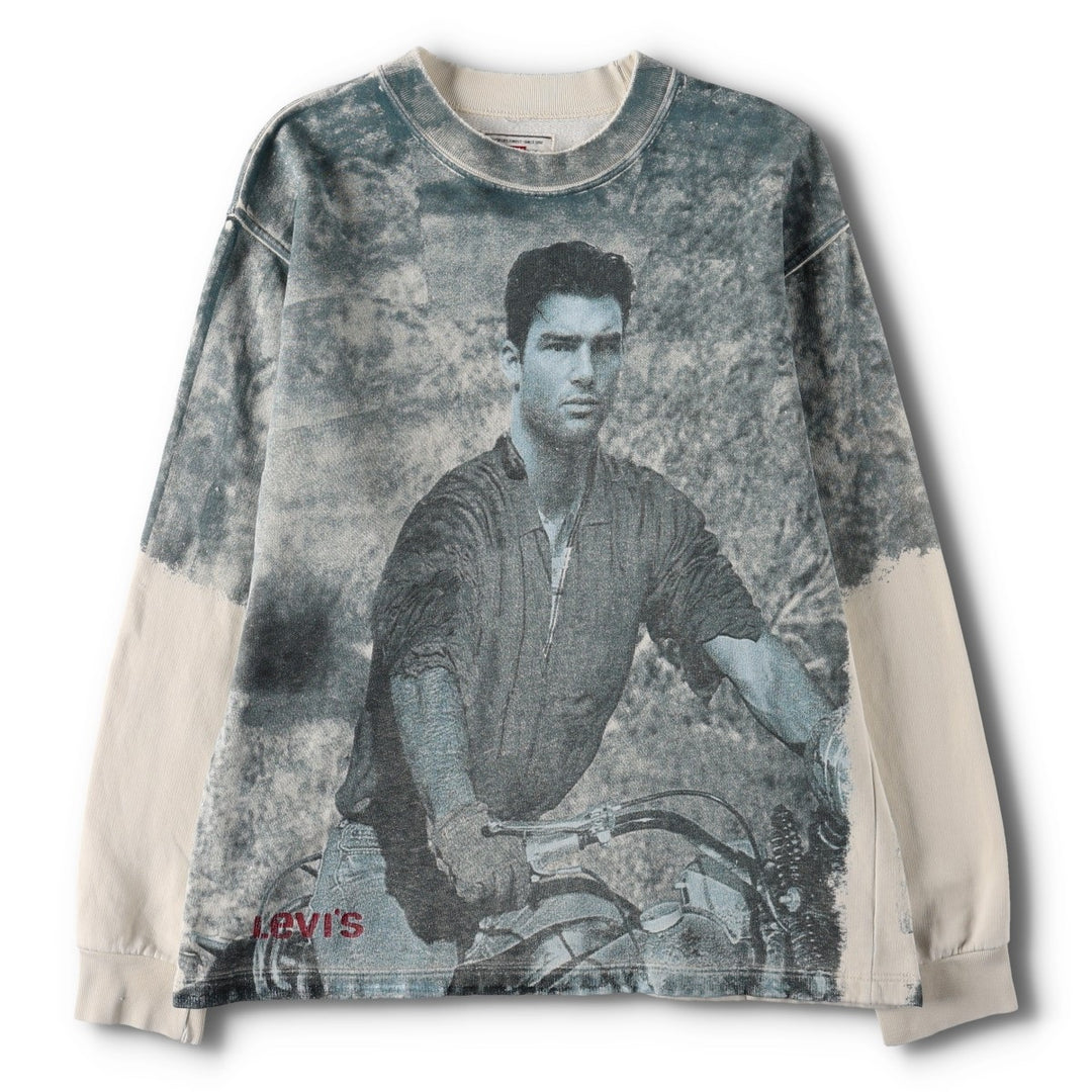 80s-90'S Levi's Nick Kamen all-over print sweatshirt, men's size S (approx.) unclear Beige type Vintage Second Hand