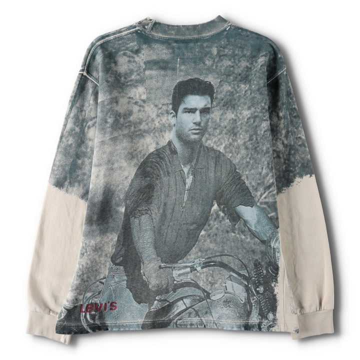 80s-90'S Levi's Nick Kamen all-over print sweatshirt, men's size S (approx.) unclear Beige type Vintage Second Hand