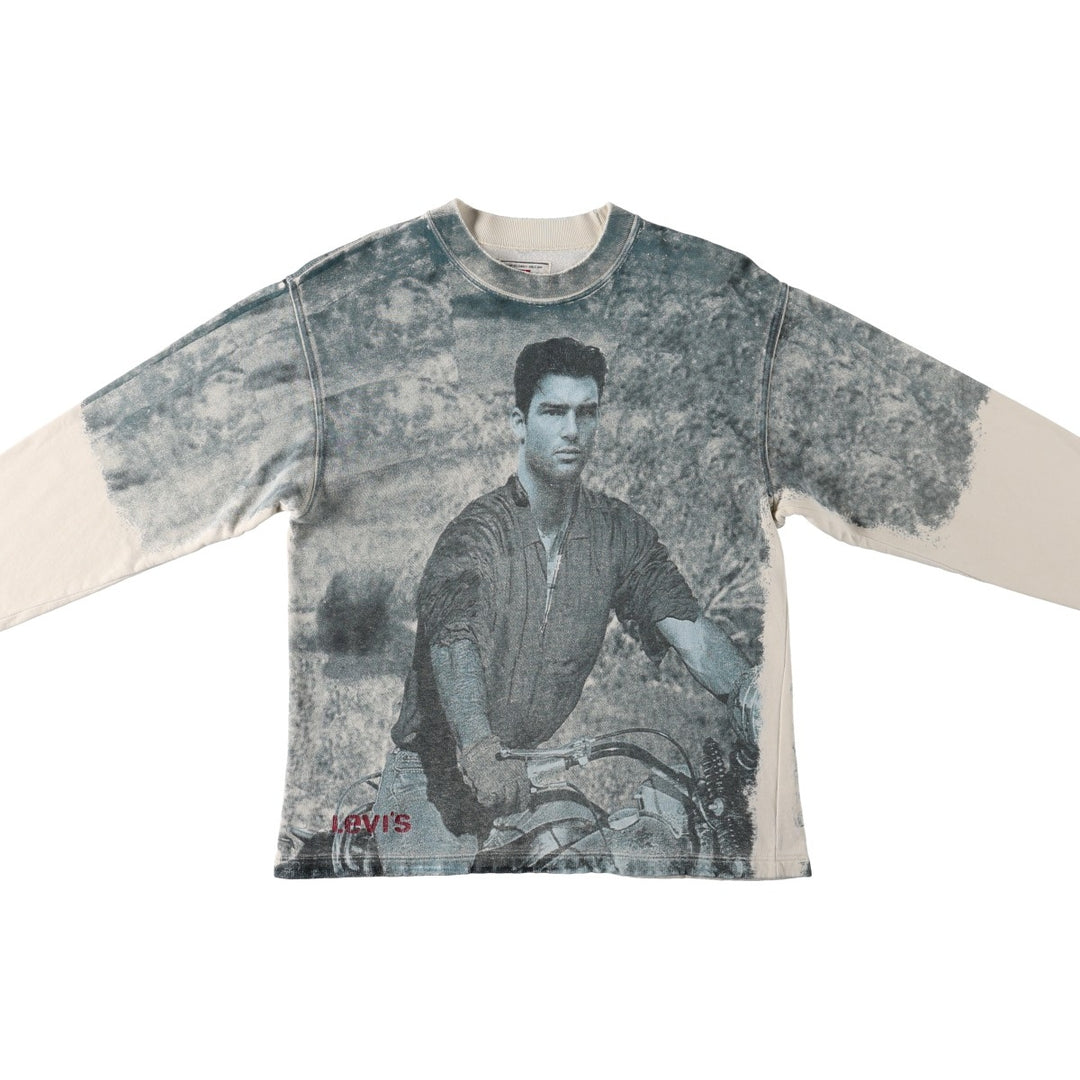 80s-90'S Levi's Nick Kamen all-over print sweatshirt, men's size S (approx.) unclear Beige type Vintage Second Hand