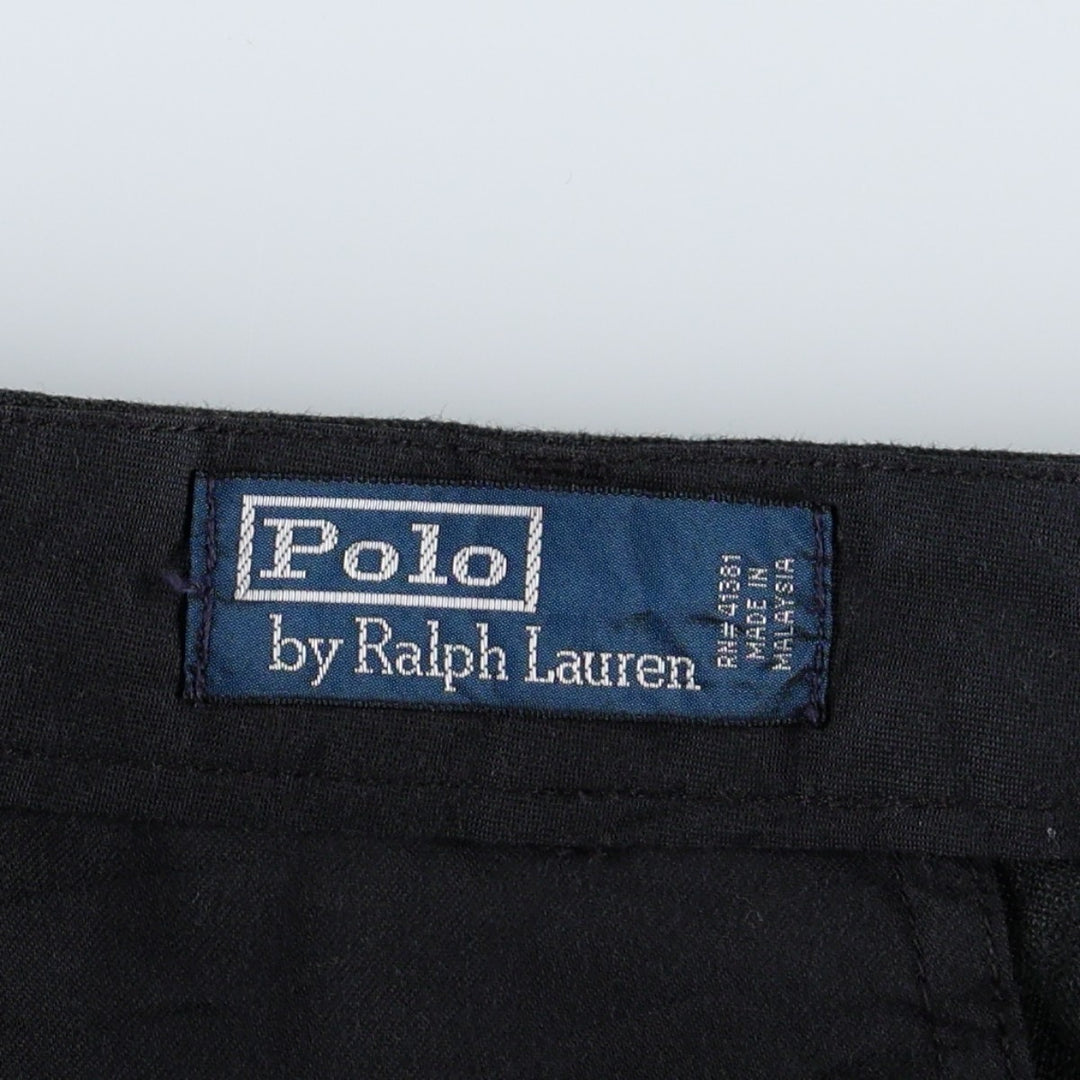 Ralph Lauren POLO by Ralph Lauren Two-Pleat Linen Trousers/Slacks, Men's Size W37 (approx.) linen black type Vintage Second Hand
