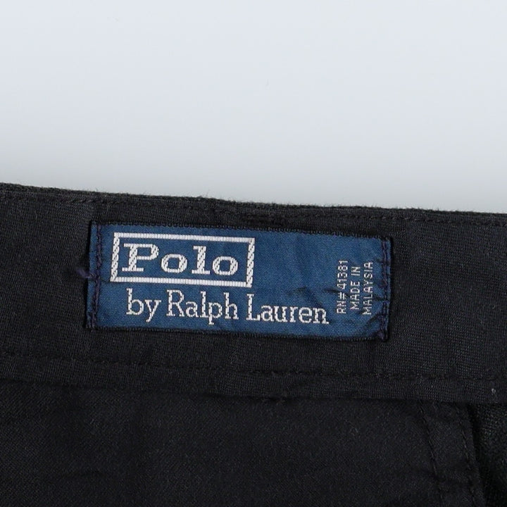 Ralph Lauren POLO by Ralph Lauren Two-Pleat Linen Trousers/Slacks, Men's Size W37 (approx.) linen black type Vintage Second Hand