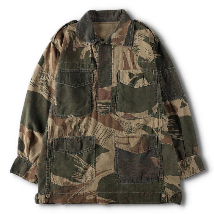 1960s-1970'S Pakistani Army Brushstroke Camo Half-Button Smock Pullover Military Jacket unclear Khaki type Vintage Second Hand