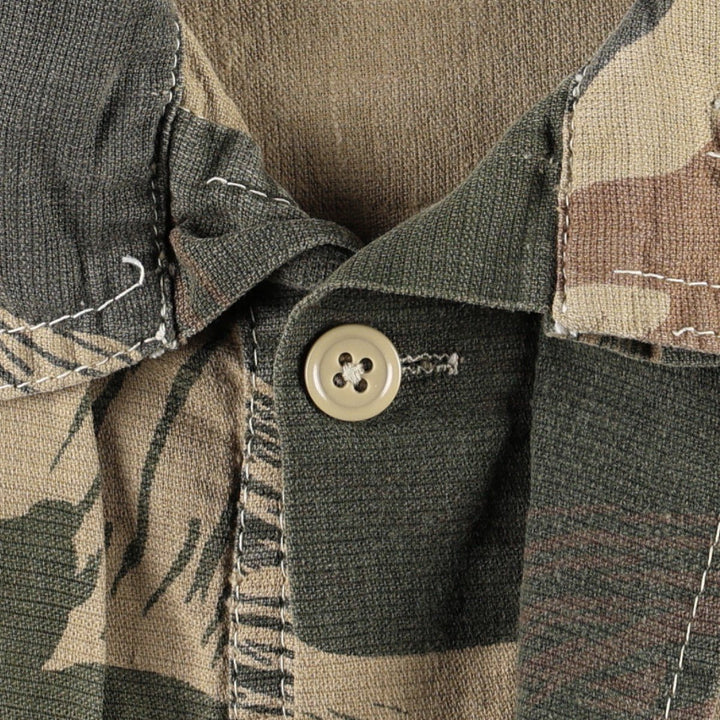 1960s-1970'S Pakistani Army Brushstroke Camo Half-Button Smock Pullover Military Jacket unclear Khaki type Vintage Second Hand