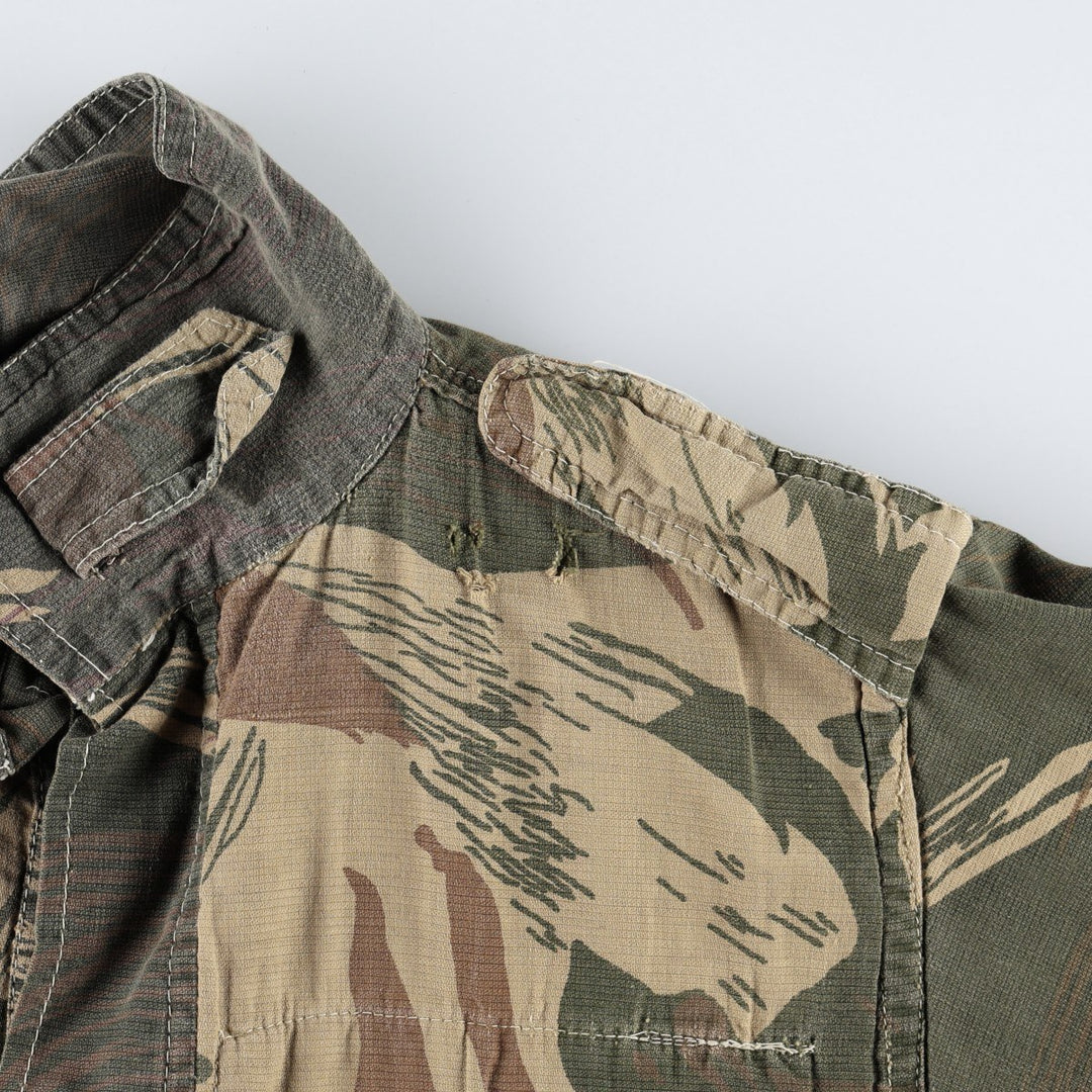 1960s-1970'S Pakistani Army Brushstroke Camo Half-Button Smock Pullover Military Jacket unclear Khaki type Vintage Second Hand
