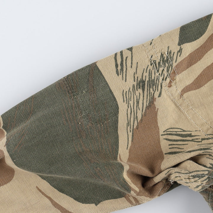 1960s-1970'S Pakistani Army Brushstroke Camo Half-Button Smock Pullover Military Jacket unclear Khaki type Vintage Second Hand