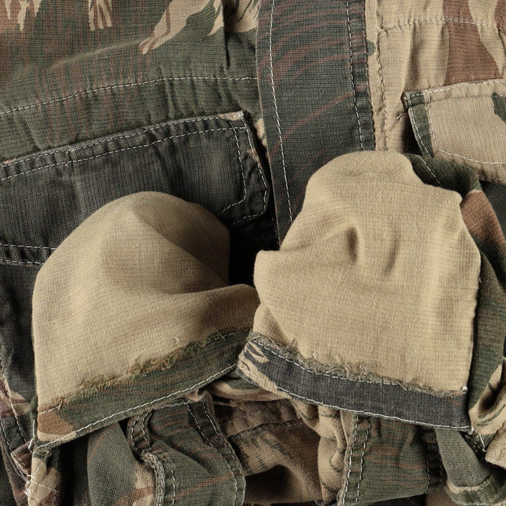 1960s-1970'S Pakistani Army Brushstroke Camo Half-Button Smock Pullover Military Jacket unclear Khaki type Vintage Second Hand