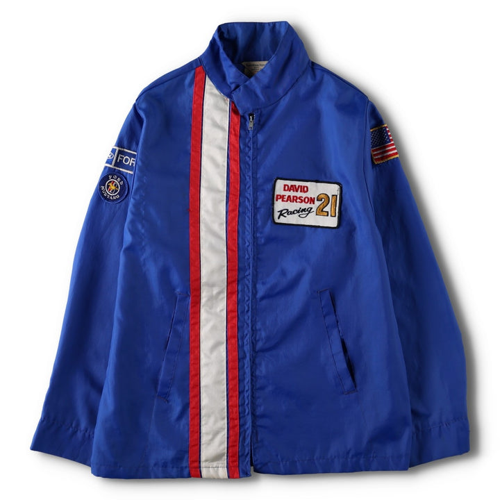 1960s-1970'S Kentuckiana Apparel Ford racing jacket with American flag pattern, men's size S (approx.), vintage. unclear blue type Vintage Second Hand