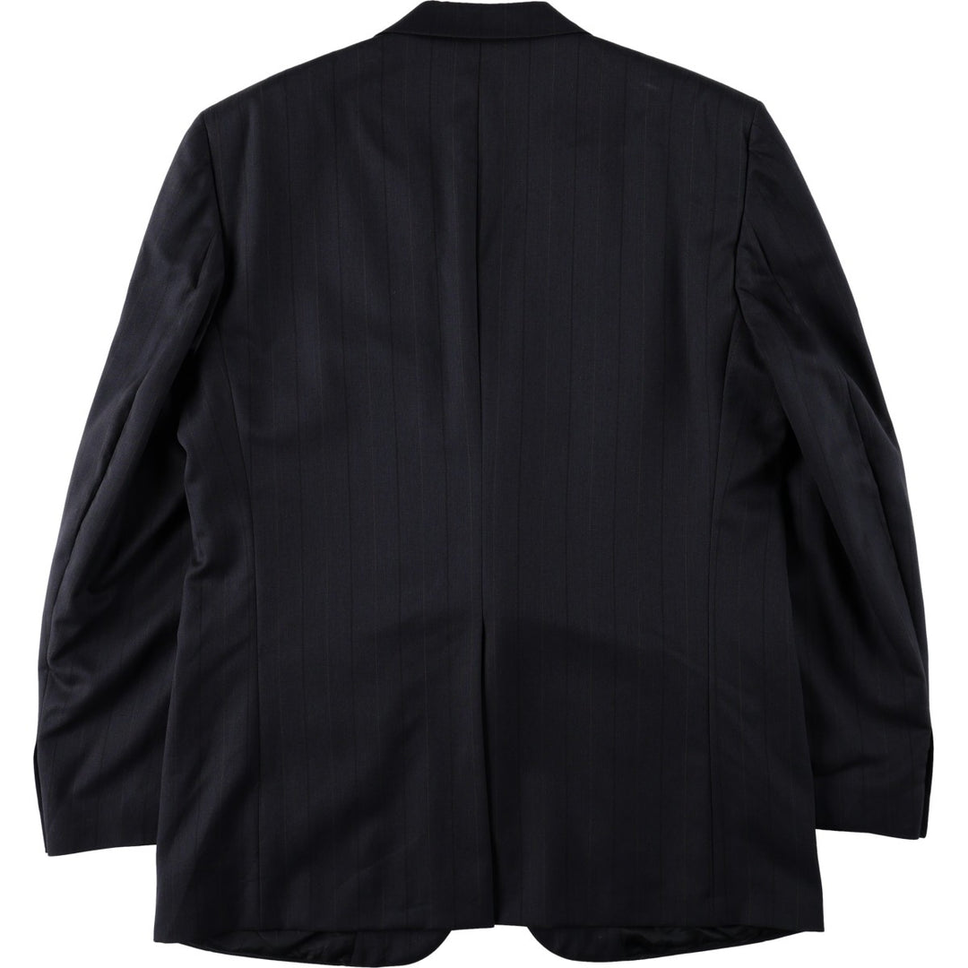 Burberry's Stripe Pattern Wool Tailored Jacket, Men's Size XL (approx.) wool navy blue type Vintage Second Hand
