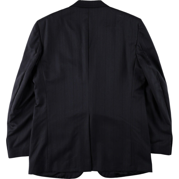 Burberry's Stripe Pattern Wool Tailored Jacket, Men's Size XL (approx.) wool navy blue type Vintage Second Hand