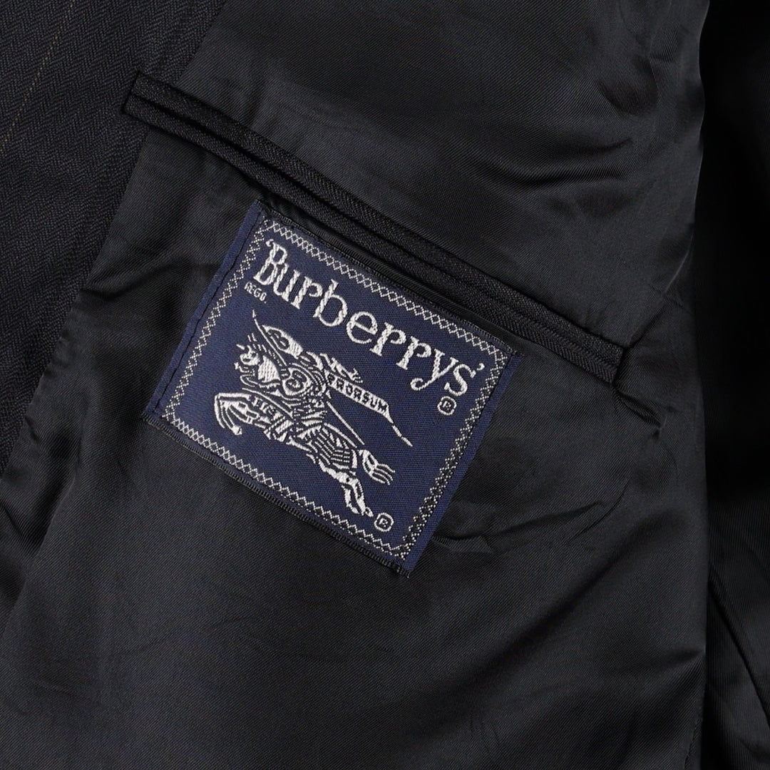 Burberry's Stripe Pattern Wool Tailored Jacket, Men's Size XL (approx.) wool navy blue type Vintage Second Hand