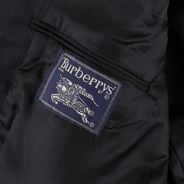 Burberry's Stripe Pattern Wool Tailored Jacket, Men's Size XL (approx.) wool navy blue type Vintage Second Hand