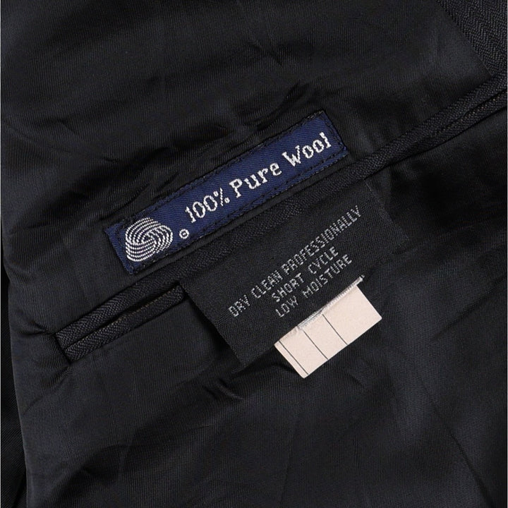 Burberry's Stripe Pattern Wool Tailored Jacket, Men's Size XL (approx.) wool navy blue type Vintage Second Hand