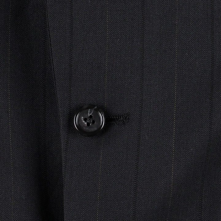 Burberry's Stripe Pattern Wool Tailored Jacket, Men's Size XL (approx.) wool navy blue type Vintage Second Hand