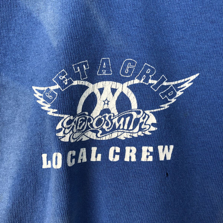 90'S Anvil Aerosmith Band T-shirt, Made in USA, Men's Size L cotton blue type Vintage Second Hand