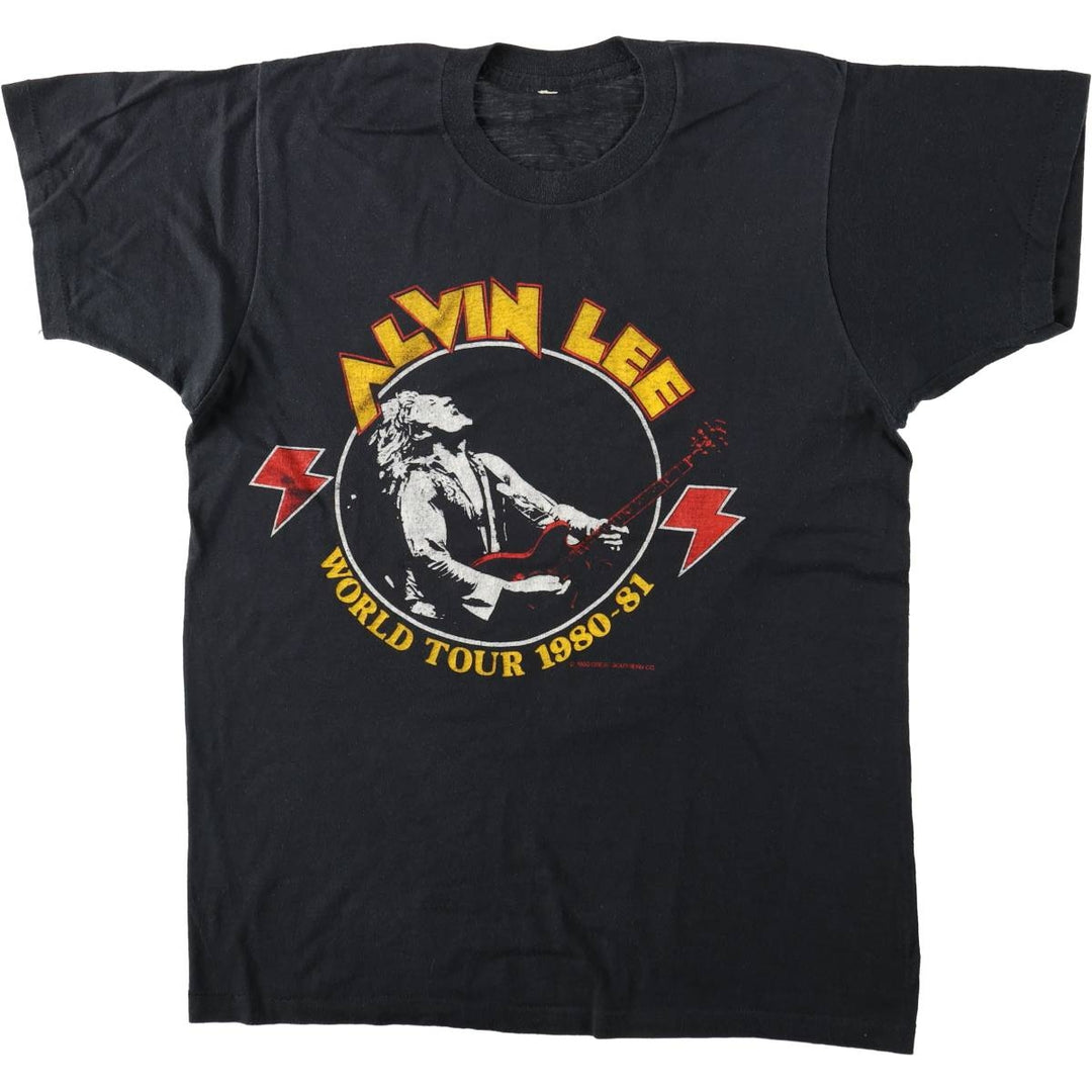 80'S ALVIN LEE Band T-shirt, Men's XL equivalent, Vintage unclear black type Vintage Second Hand