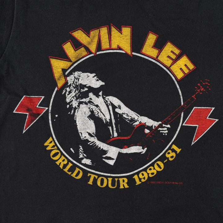 80'S ALVIN LEE Band T-shirt, Men's XL equivalent, Vintage unclear black type Vintage Second Hand