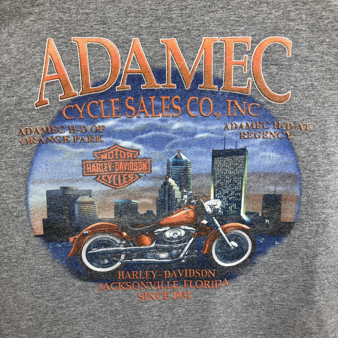2000'S Harley-Davidson Motorcycle Fire Pattern Long-Sleeve T-Shirt (Men's Size M) unclear gray type Vintage Second Hand