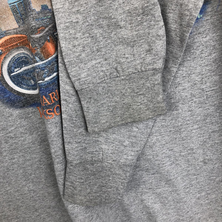 2000'S Harley-Davidson Motorcycle Fire Pattern Long-Sleeve T-Shirt (Men's Size M) unclear gray type Vintage Second Hand