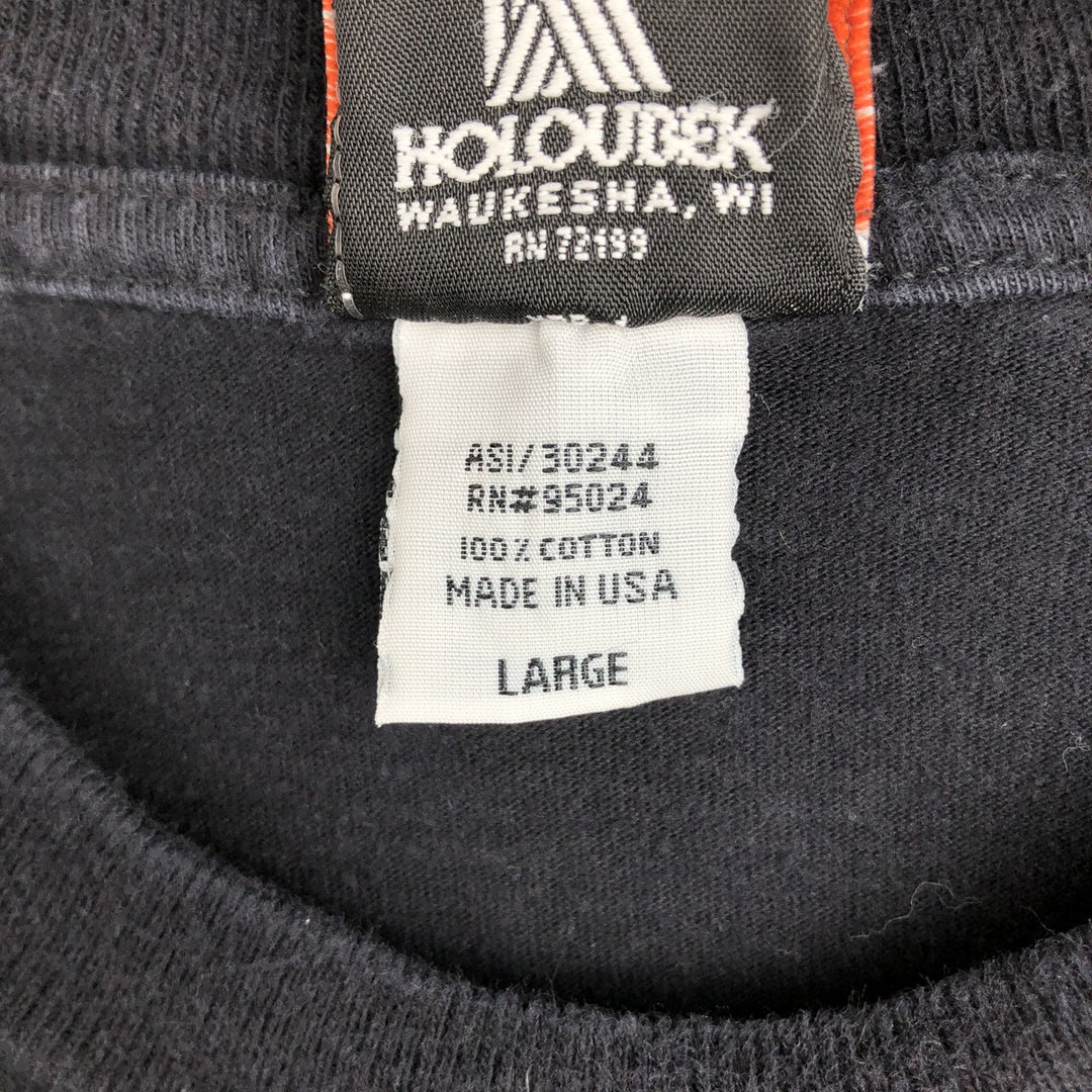 2000'S Harley-Davidson Fire Pattern Eagle Design Motorcycle Long-Sleeve T-Shirt, Made in USA, Men's Size L (approx.) cotton black type Vintage Second Hand