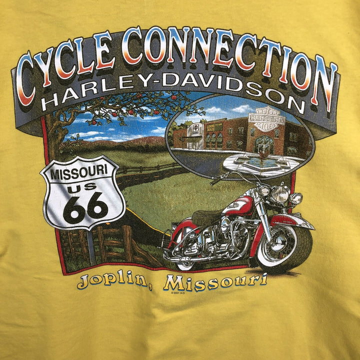 2000'S Harley-Davidson Fire Pattern Motorcycle Long-Sleeve T-Shirt, Made in USA, Men's Size XXXL (approx.) cotton yellow type Vintage Second Hand