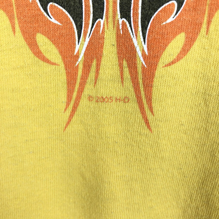 2000'S Harley-Davidson Fire Pattern Motorcycle Long-Sleeve T-Shirt, Made in USA, Men's Size XXXL (approx.) cotton yellow type Vintage Second Hand