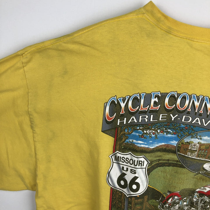 2000'S Harley-Davidson Fire Pattern Motorcycle Long-Sleeve T-Shirt, Made in USA, Men's Size XXXL (approx.) cotton yellow type Vintage Second Hand
