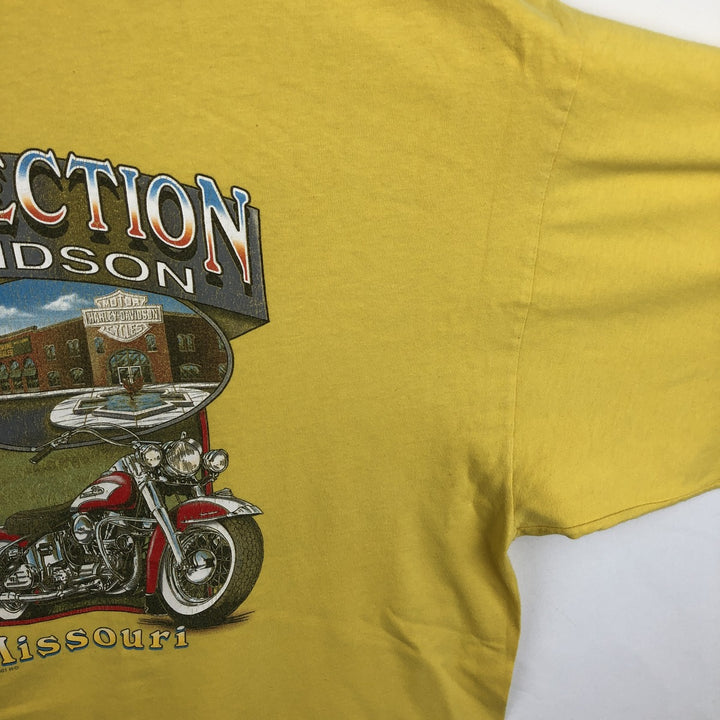 2000'S Harley-Davidson Fire Pattern Motorcycle Long-Sleeve T-Shirt, Made in USA, Men's Size XXXL (approx.) cotton yellow type Vintage Second Hand