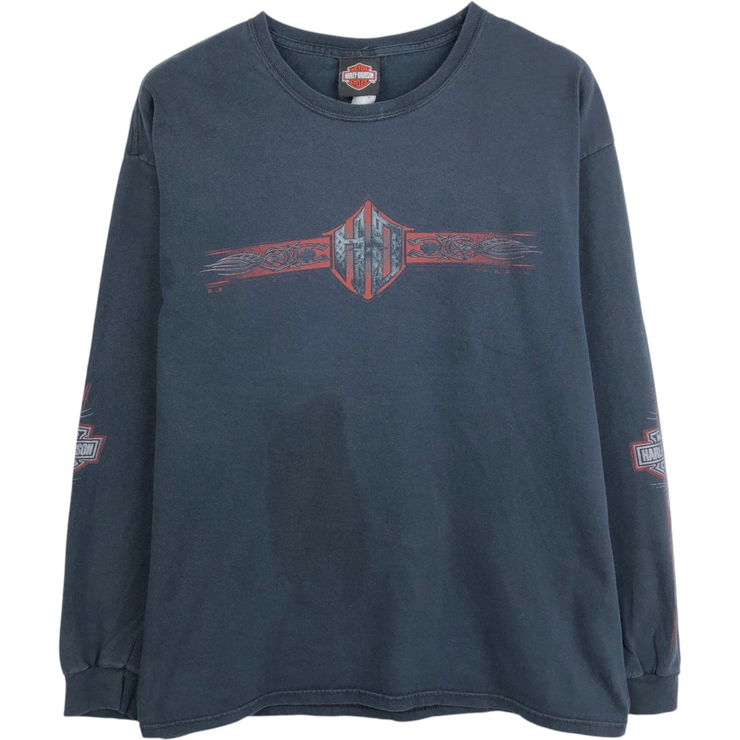 Harley-Davidson Tribal Motorcycle Long-Sleeve T-Shirt (Men's Size L) unclear black type Vintage Second Hand