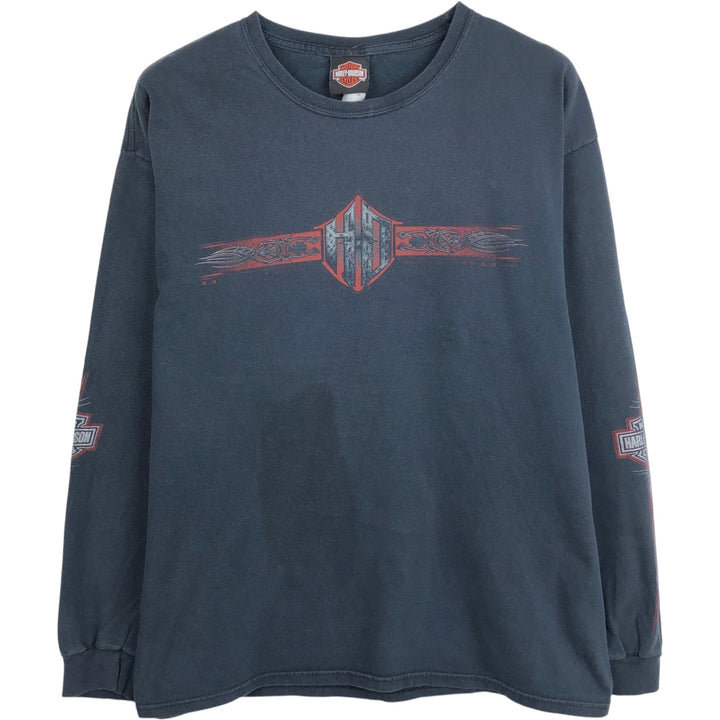 Harley-Davidson Tribal Motorcycle Long-Sleeve T-Shirt (Men's Size L) unclear black type Vintage Second Hand
