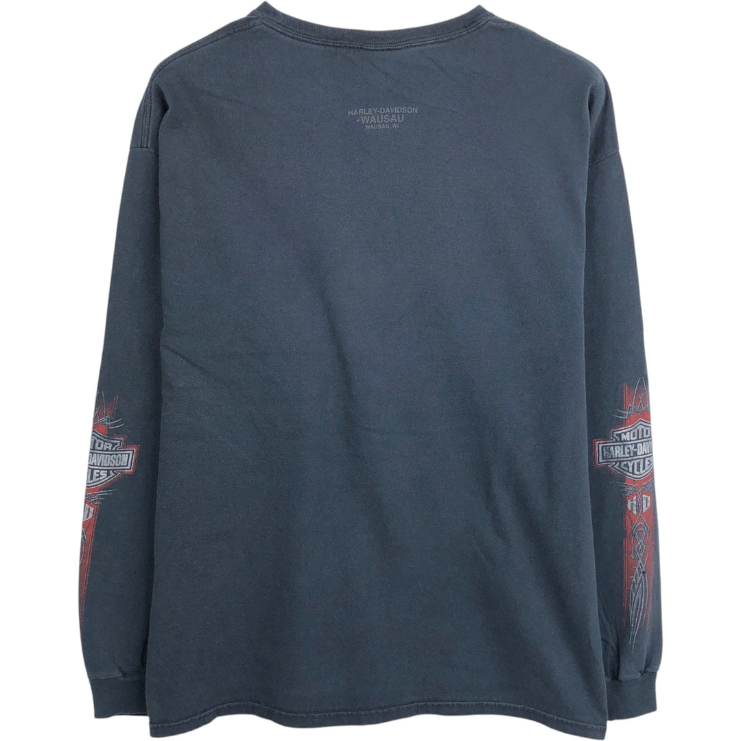 Harley-Davidson Tribal Motorcycle Long-Sleeve T-Shirt (Men's Size L) unclear black type Vintage Second Hand