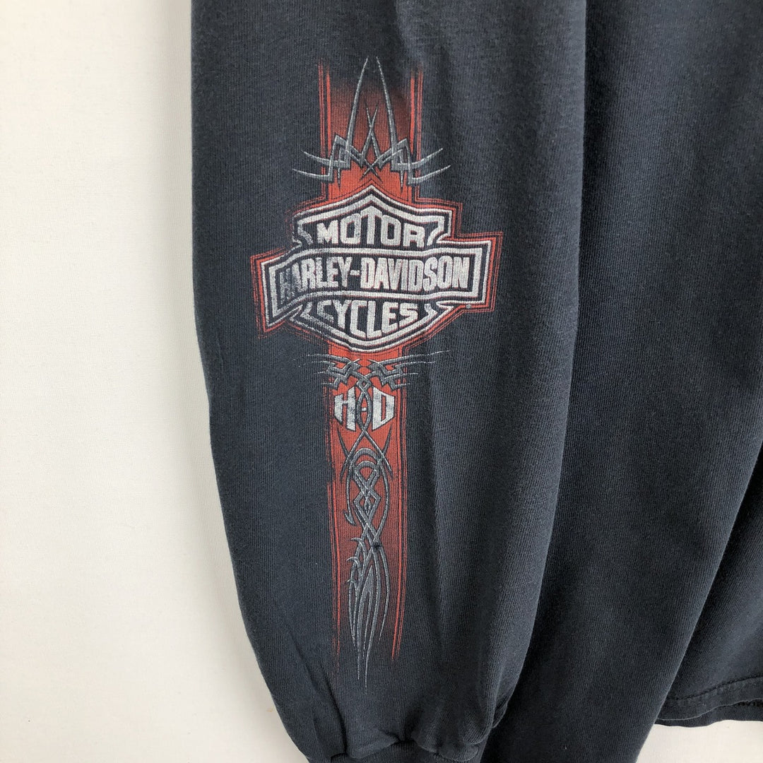 Harley-Davidson Tribal Motorcycle Long-Sleeve T-Shirt (Men's Size L) unclear black type Vintage Second Hand