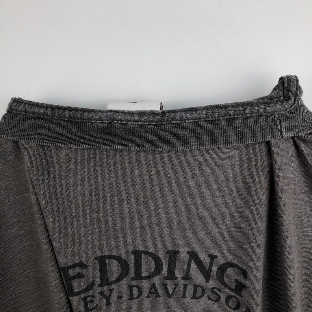 Harley-Davidson Fire Pattern Eagle Pattern Motorcycle Long-Sleeve T-Shirt, Made in USA, Men's XL Equivalent cotton Charcoal Vintage Second Hand