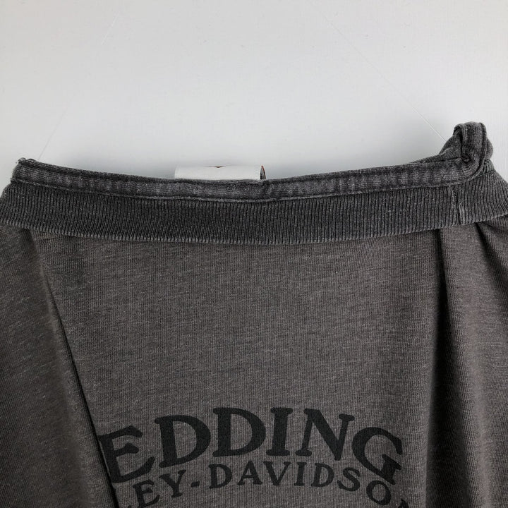 Harley-Davidson Fire Pattern Eagle Pattern Motorcycle Long-Sleeve T-Shirt, Made in USA, Men's XL Equivalent cotton Charcoal Vintage Second Hand