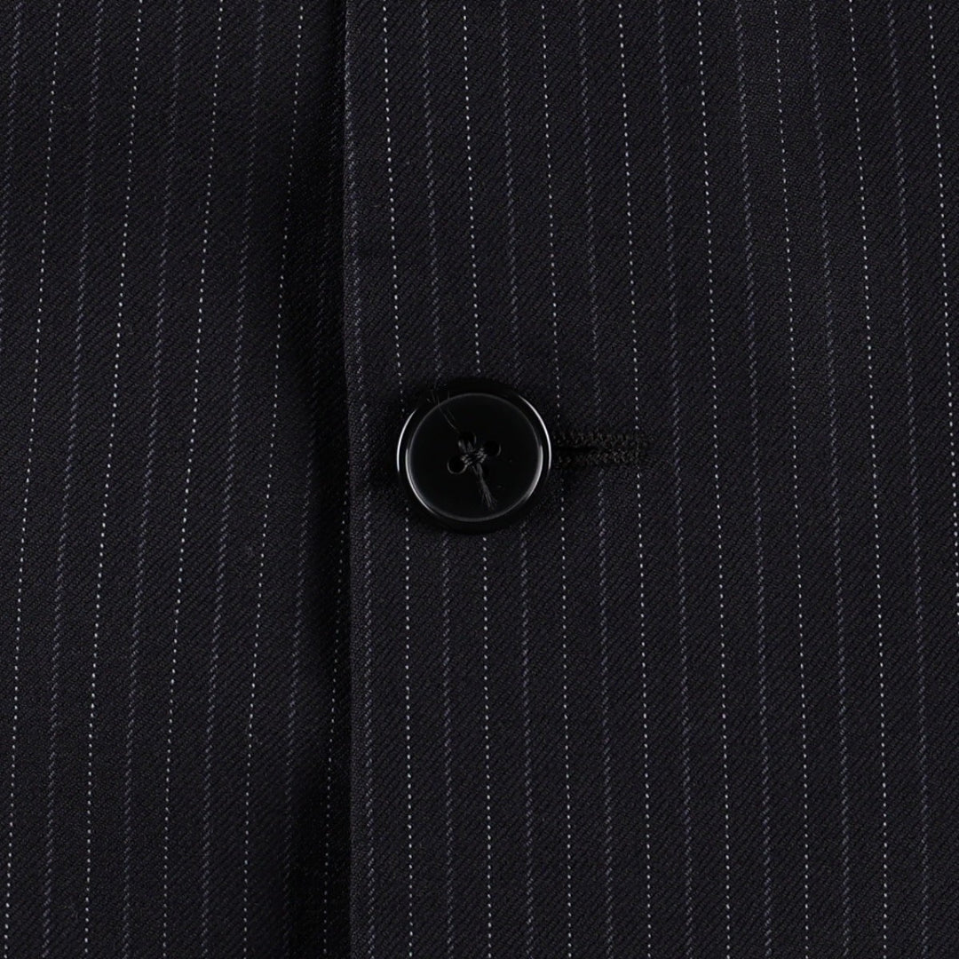 Burberry's Stripe Pattern Wool Tailored Jacket, Made in USA, Men's Size XL (approx.) wool navy blue type Vintage Second Hand