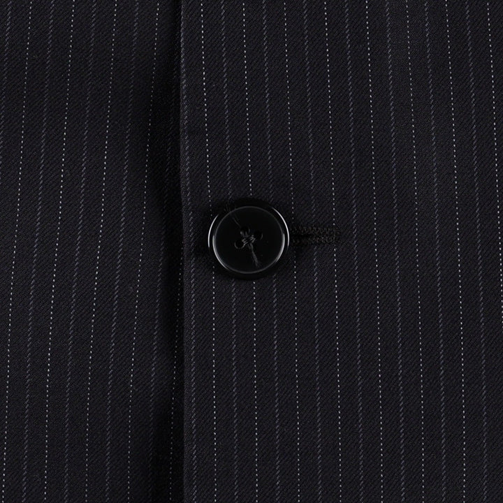 Burberry's Stripe Pattern Wool Tailored Jacket, Made in USA, Men's Size XL (approx.) wool navy blue type Vintage Second Hand