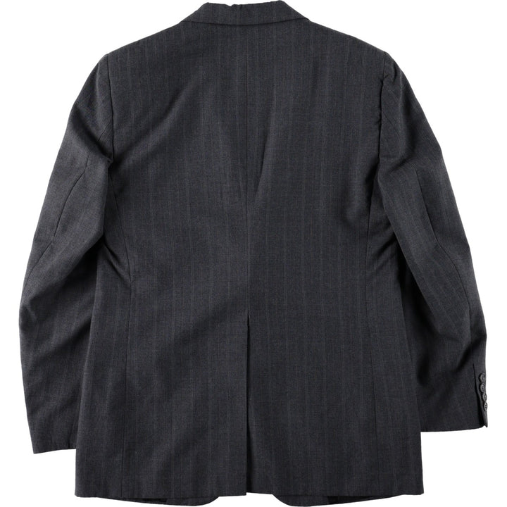 Burberry's RALEIGHS Stripe Pattern Wool Tailored Jacket, Men's Size L (approx.) unclear Charcoal Vintage Second Hand