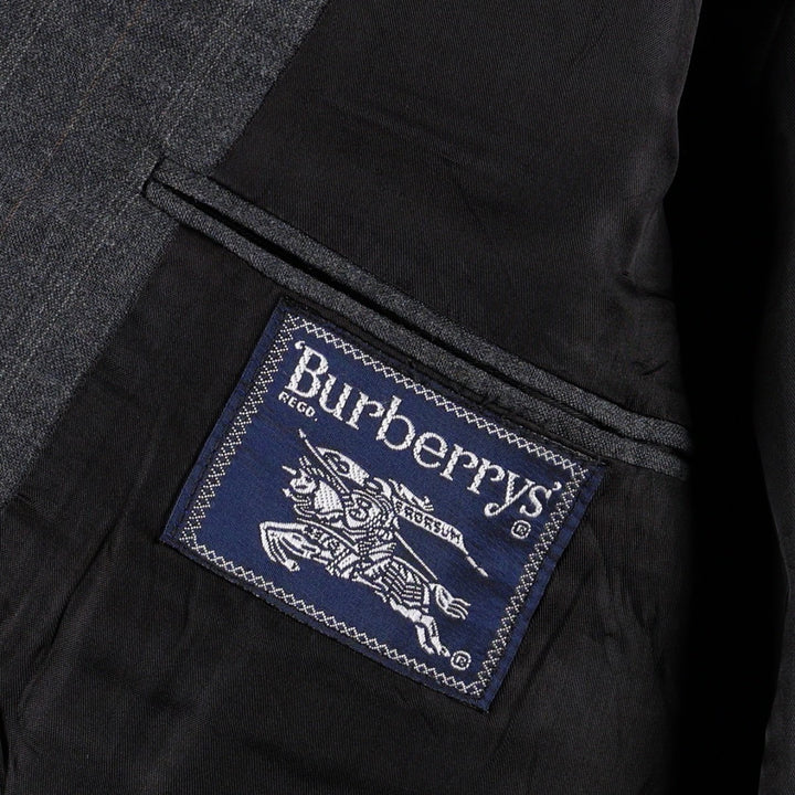 Burberry's RALEIGHS Stripe Pattern Wool Tailored Jacket, Men's Size L (approx.) unclear Charcoal Vintage Second Hand