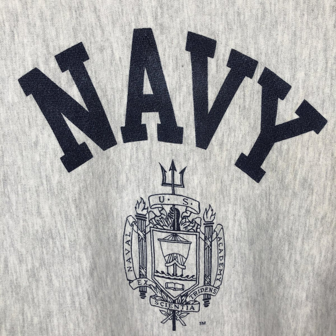90'S MV SPORT USNAVY Print Sweatshirt, Made in USA, Men's Size L (Equivalent), Vintage cotton gray type Vintage Second Hand