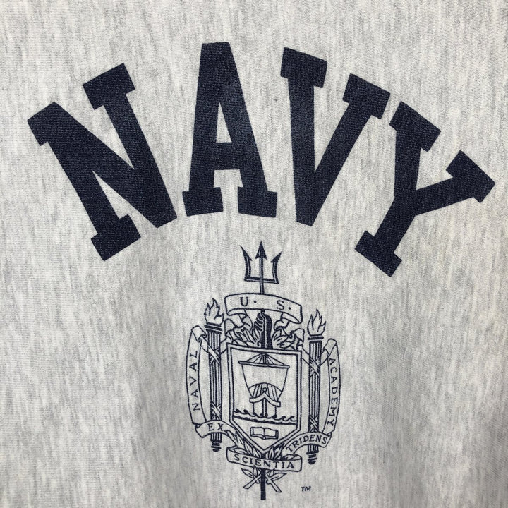 90'S MV SPORT USNAVY Print Sweatshirt, Made in USA, Men's Size L (Equivalent), Vintage cotton gray type Vintage Second Hand