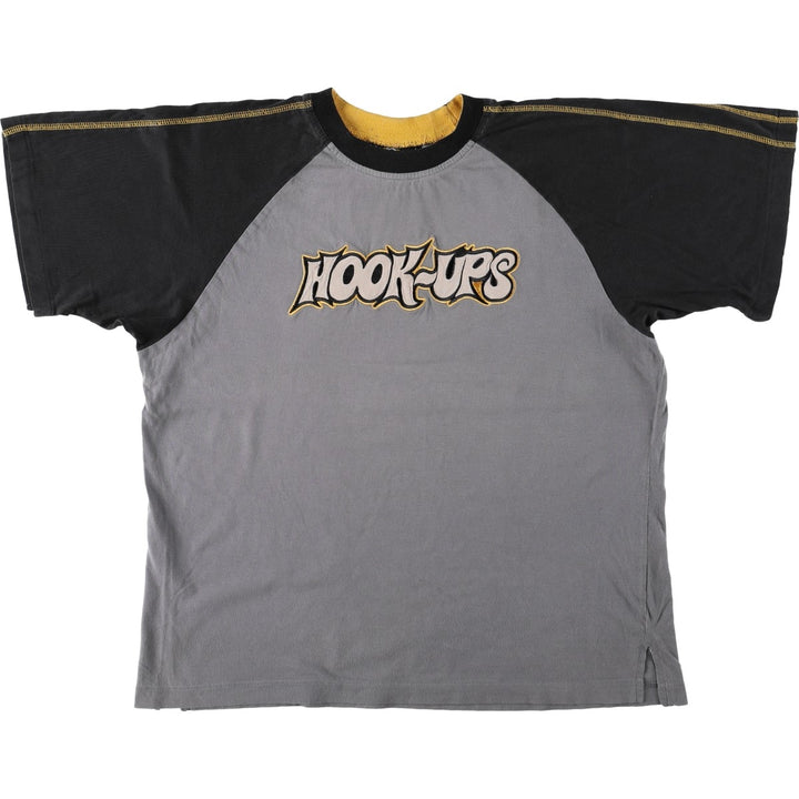 HOOK-UPS Surf Skate T-Shirt, Men's Size L (equivalent) cotton gray type Vintage Second Hand